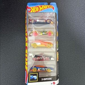 Mattel Hot Wheels X-Racers 5-Car Set with Red, Orange, and Blue